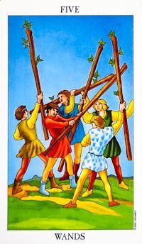 Five of Wands as Feelings Tarot Card Meaning Sibyl Tarot