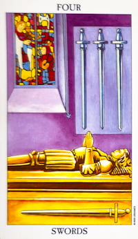 Four of Swords as Soulmate or Twin Flame Tarot Card Meaning Sibyl Tarot