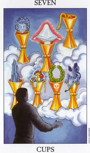 Seven of Cups as Love Outcome Tarot Card Meaning Sibyl Tarot