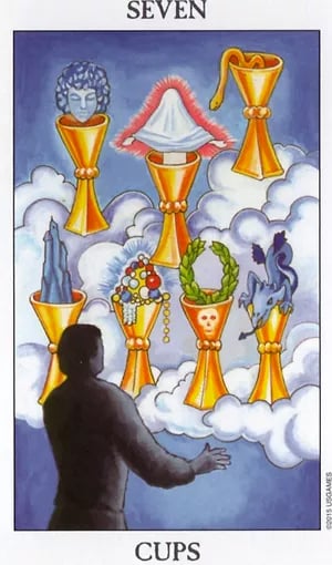 Seven of Cups as Soulmate or Twin Flame Tarot Card Meaning Sibyl Tarot