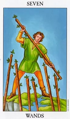 Seven of Wands as How Someone Sees You Tarot Card Meaning Sibyl Tarot