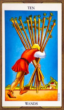 Ten of Wands as Obstacle or Challenge Tarot Card Meaning Sibyl Tarot