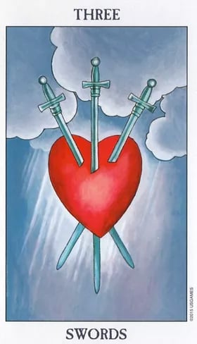 Three of Swords as How Someone Sees You Tarot Card Meaning Sibyl Tarot