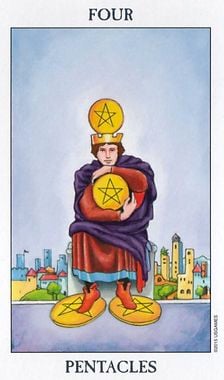 Four of Pentacles as Present Tarot Card Meaning Sibyl Tarot