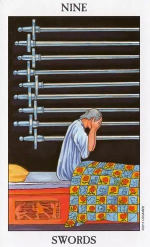 Nine of Swords as Obstacle or Challenge Tarot Card Meaning Sibyl Tarot