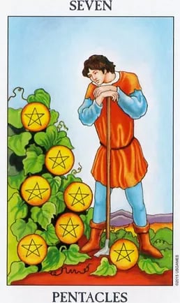 Seven of Pentacles as Love Advice Tarot Card Meaning Sibyl Tarot