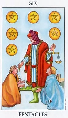 Six of Pentacles as Love Advice Tarot Card Meaning Sibyl Tarot