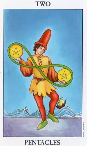 Two of Pentacles as Obstacle or Challenge Tarot Card Meaning Sibyl Tarot