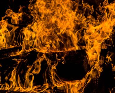 fire in the dark during night time